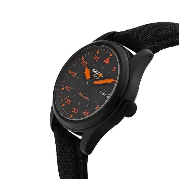Seiko 5 Sports Flieger Pilot Automatic Black Dial Black Nylon Strap Watch for Men - SRPH33K1 - Image 3